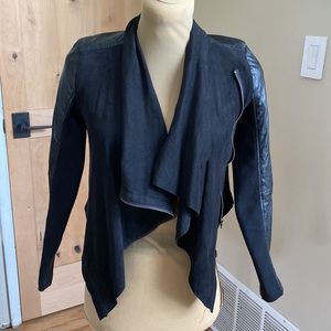 Tractr Girls faux leather/ suede draped moto jacket